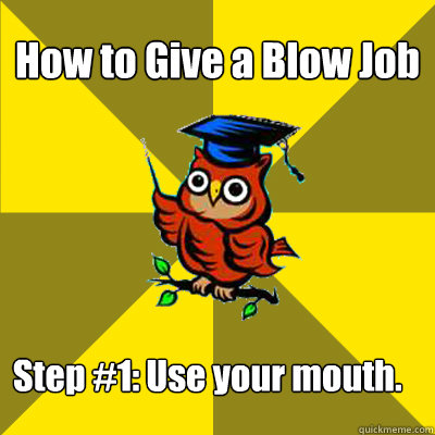 How to Give a Blow Job
 Step #1: Use your mouth.  Observational Owl