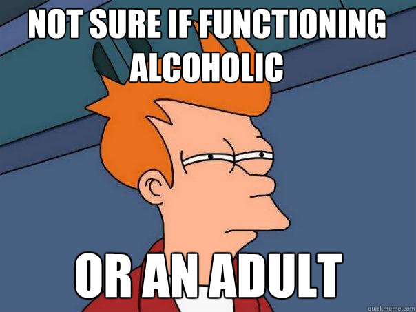 Not Sure if functioning alcoholic or an adult  Futurama Fry