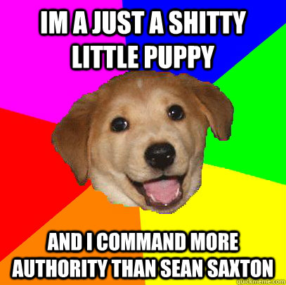 IM A JUST A SHITTY LITTLE PUPPY AND I COMMAND MORE AUTHORITY THAN SEAN SAXTON  Advice Dog