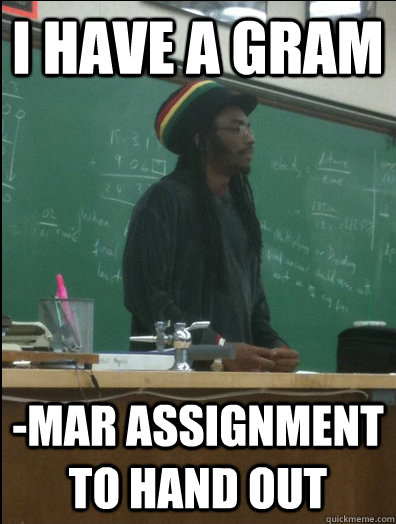 I have a gram -mar assignment to hand out  Rasta Science Teacher