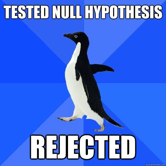 Tested null hypothesis Rejected - Tested null hypothesis Rejected  Socially Awkward Penguin