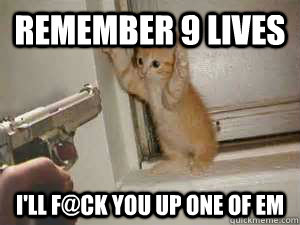 remember 9 lives i'll f@ck you up one of em  