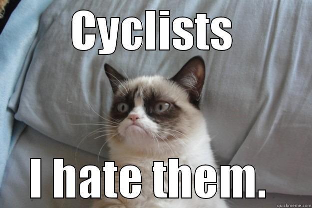 CYCLISTS I HATE THEM.  Grumpy Cat