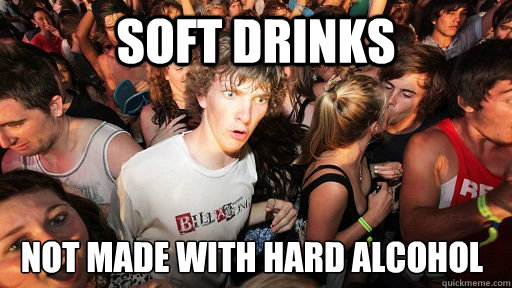 Soft drinks not made with hard alcohol  Sudden Clarity Clarence