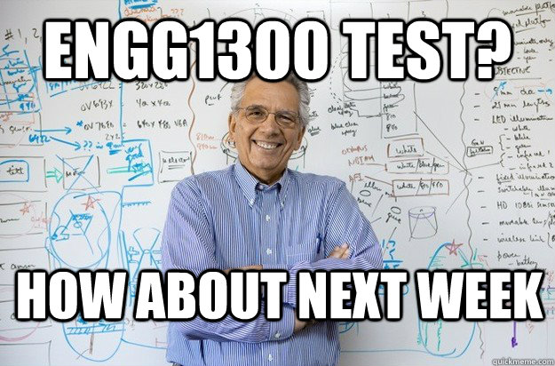 ENGG1300 test? How about next week  Engineering Professor