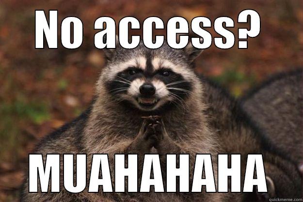 NO ACCESS? MUAHAHAHA Evil Plotting Raccoon