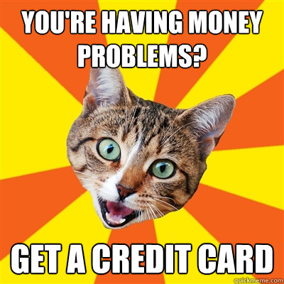 You're having money problems? Get a credit card  Bad Advice Cat