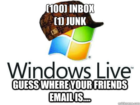 (100) inbox
(1) Junk guess where your friends email is....  