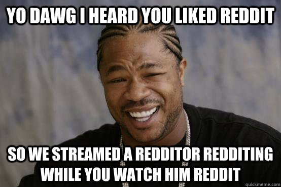 YO DAWG I heard you liked reddit SO WE streamed a redditor redditing while you watch him reddit  YO DAWG