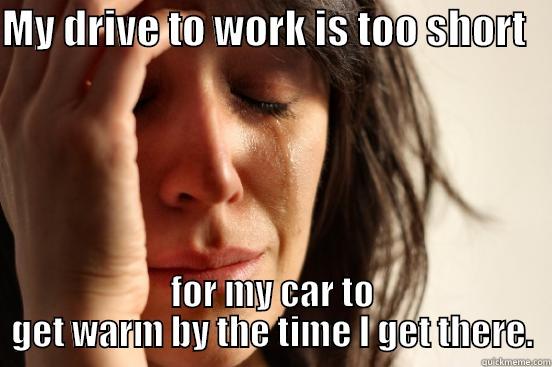 Short Commute - MY DRIVE TO WORK IS TOO SHORT    FOR MY CAR TO GET WARM BY THE TIME I GET THERE. First World Problems