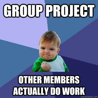 Group project other members actually do work  Success Kid