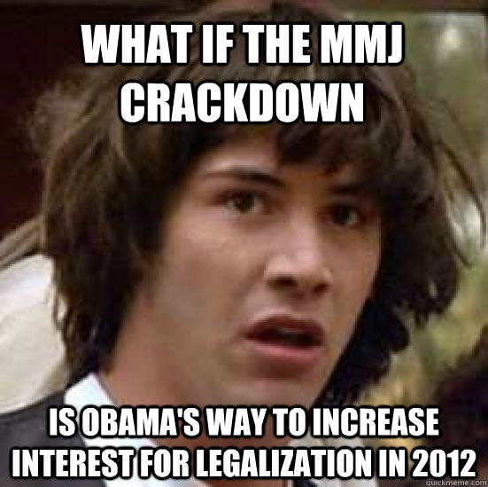 What if the MMJ crackdown Is obama's way to increase interest for legalization in 2012  conspiracy keanu