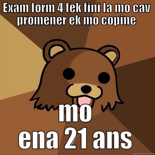 EXAM FORM 4 FEK FINI LA MO CAV PROMENER EK MO COPINE MO ENA 21 ANS Pedobear