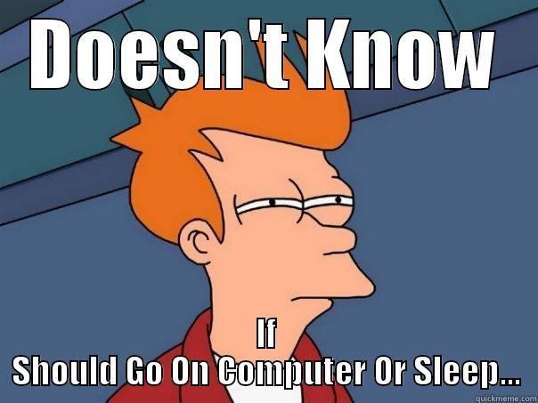 DOESN'T KNOW IF SHOULD GO ON COMPUTER OR SLEEP... Futurama Fry