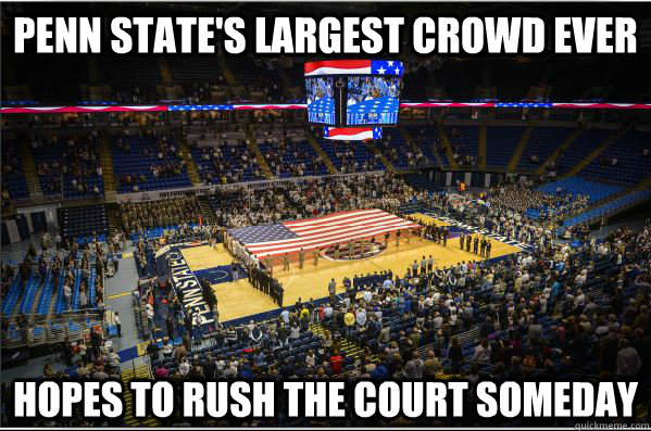 Penn State's Largest Crowd Ever Hopes to rush the court someday  