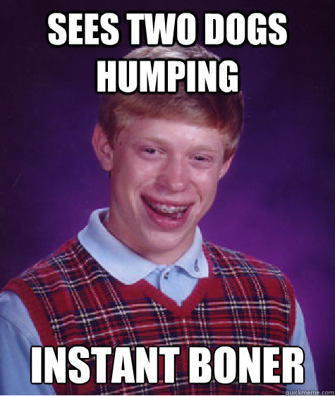 Sees two dogs humping instant boner  Bad Luck Brian