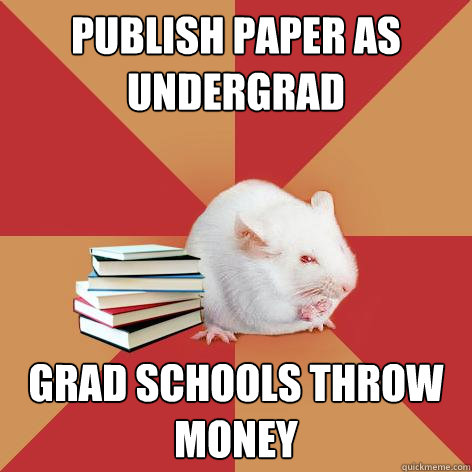 publish paper as undergrad grad schools throw money  Science Major Mouse