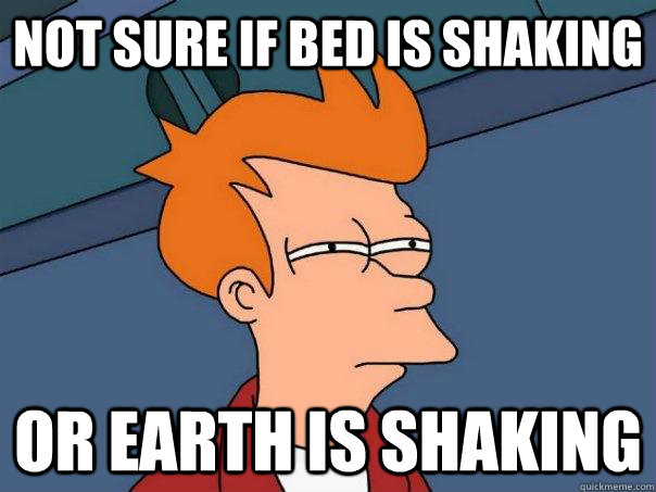 Not sure if bed is shaking or earth is shaking  Futurama Fry