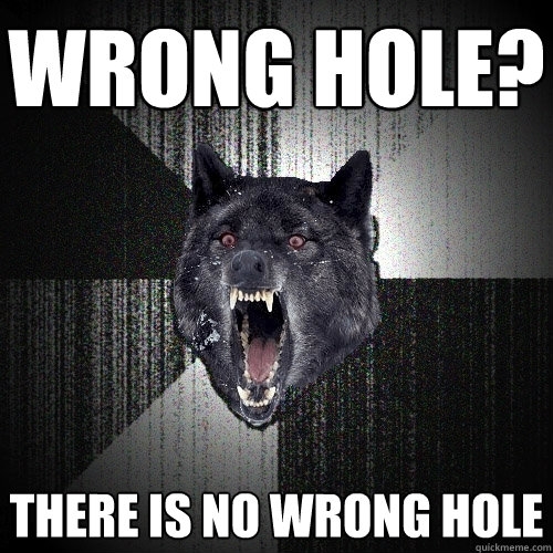 Wrong hole? there is no wrong hole  Insanity Wolf