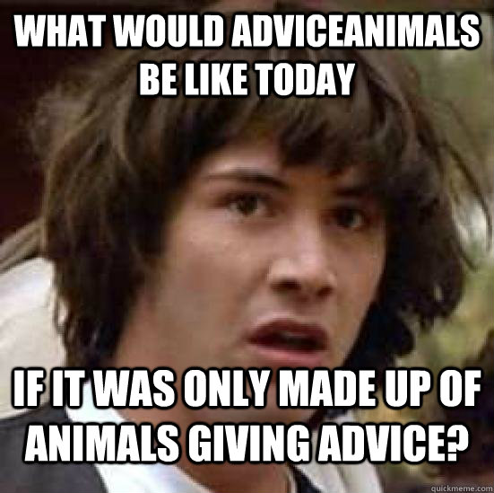 what would AdviceAnimals be like today if it was only made up of animals giving advice?  Conspiracy Keanu Snow