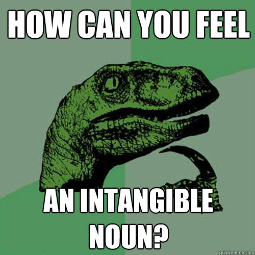 How can you feel an intangible noun?  Philosoraptor