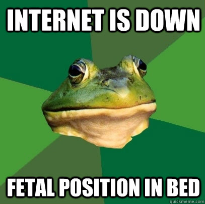 Internet is down fetal position in bed - Internet is down fetal position in bed  Foul Bachelor Frog