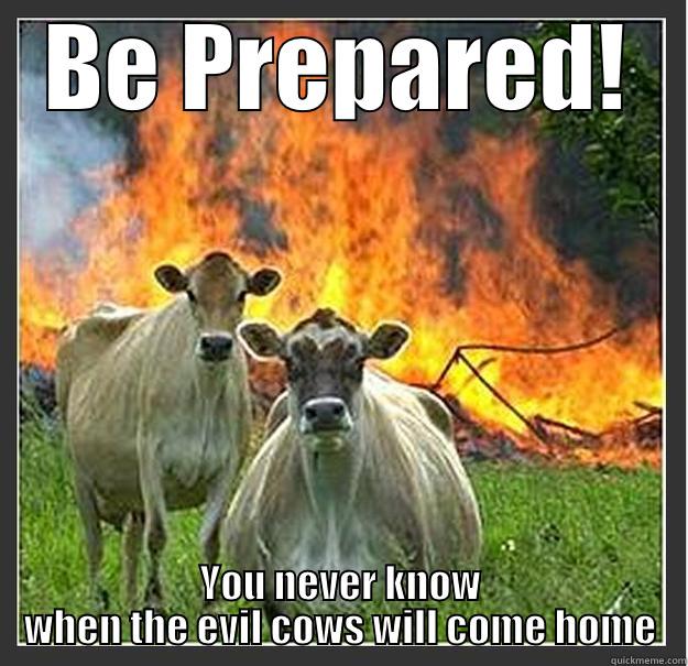 Cow Arsonists - BE PREPARED! YOU NEVER KNOW WHEN THE EVIL COWS WILL COME HOME Evil cows