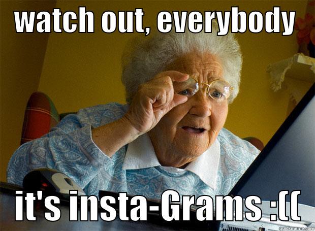   WATCH OUT, EVERYBODY       IT'S INSTA-GRAMS :((  Grandma finds the Internet