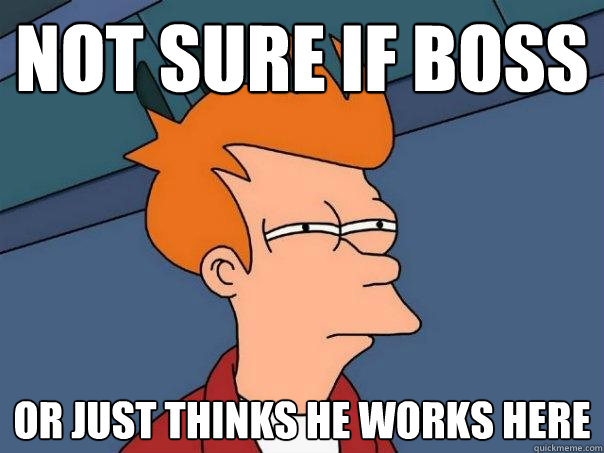 Not sure if Boss or just thinks he works here - Not sure if Boss or just thinks he works here  Futurama Fry