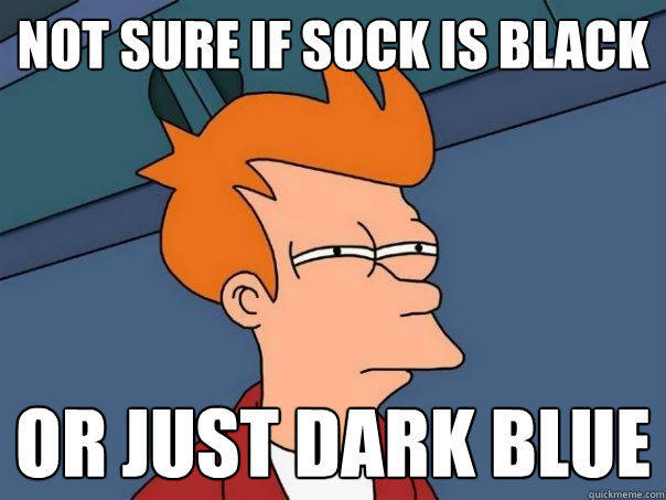 not sure if sock is black or just dark blue  