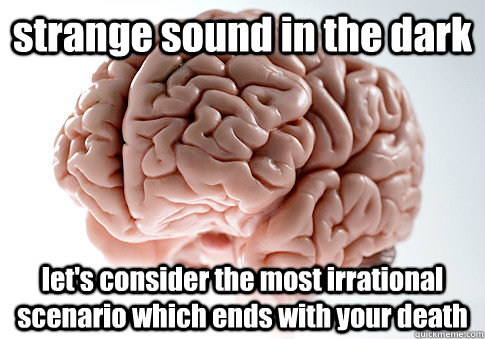 strange sound in the dark let's consider the most irrational scenario which ends with your death  Scumbag Brain