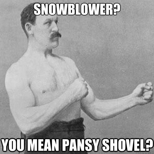 Snowblower? You mean pansy shovel?  overly manly man