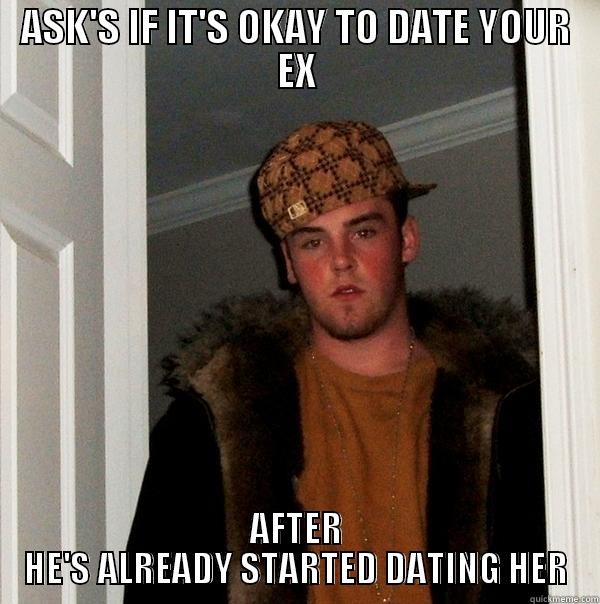 ASK'S IF IT'S OKAY TO DATE YOUR EX AFTER HE'S ALREADY STARTED DATING HER Scumbag Steve