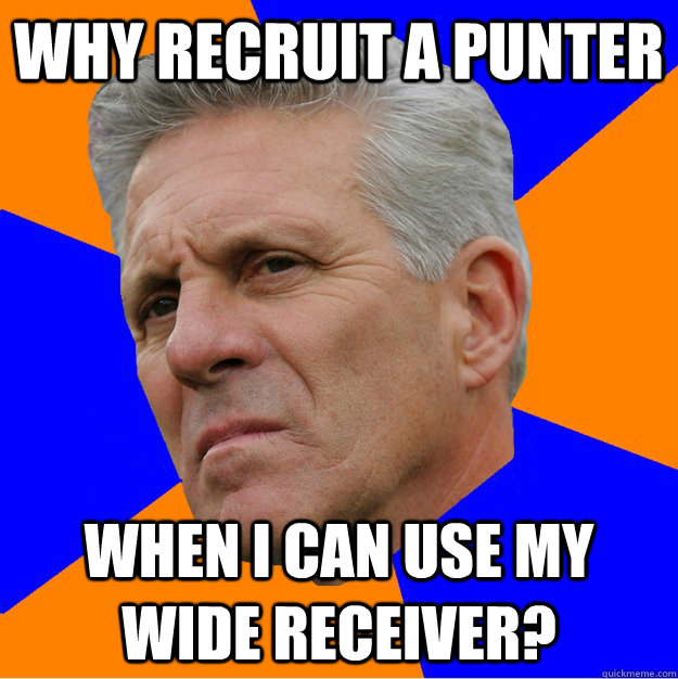 Why recruit a punter when I can use my wide receiver? - Why recruit a punter when I can use my wide receiver?  Uninformed Zook