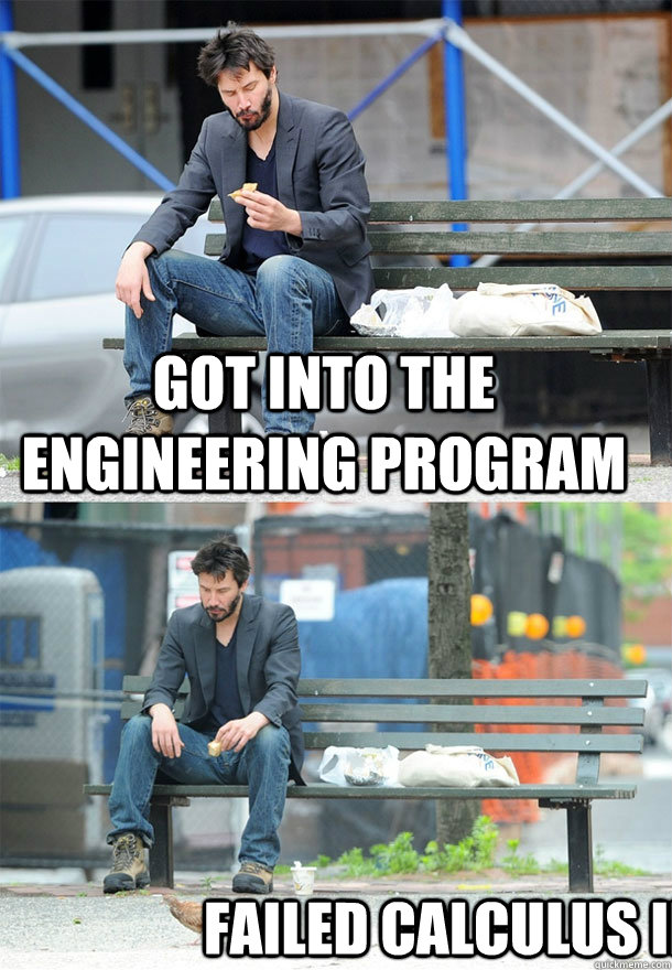 Got into the engineering program Failed Calculus II  - Got into the engineering program Failed Calculus II   Sad Keanu