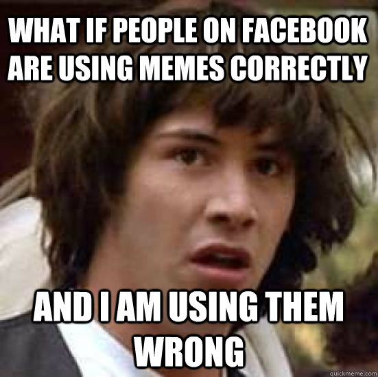 What if people on facebook are using memes correctly and I am using them wrong  conspiracy keanu