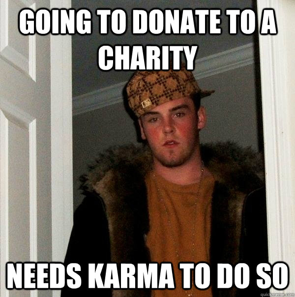 Going to donate to a charity  Needs Karma to do so - Going to donate to a charity  Needs Karma to do so  Scumbag Steve