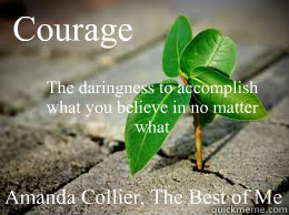 Courage The daringness to accomplish what you believe in no matter what Amanda Collier, The Best of Me  