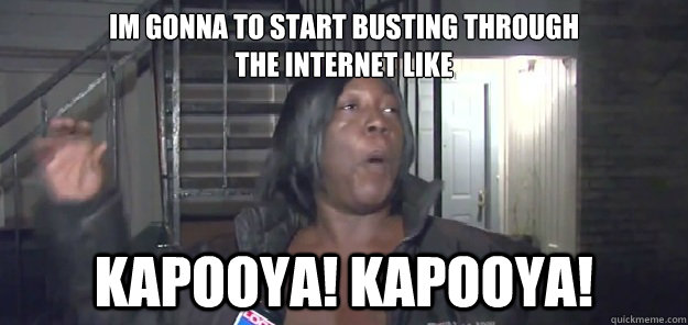 im gonna to start busting through 
the internet like kapooya! kapooya!  kapooya lady