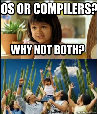 Why not both? OS or Compilers?  Why not both