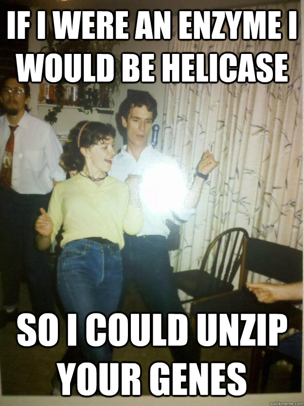 If i were an enzyme i would be helicase  so i could unzip your genes  - If i were an enzyme i would be helicase  so i could unzip your genes   Misc