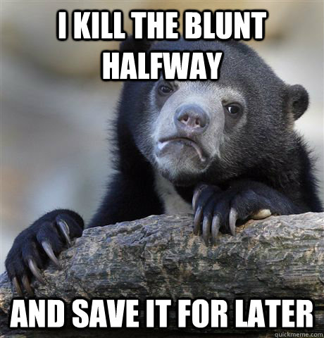 i kill the blunt halfway and save it for later  Confession Bear