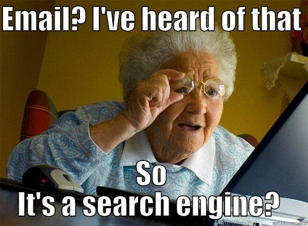 EMAIL? I'VE HEARD OF THAT  SO IT'S A SEARCH ENGINE?  Grandma finds the Internet