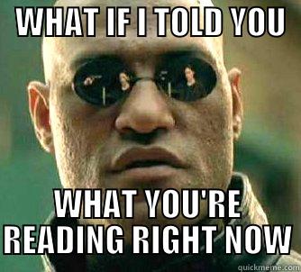   WHAT IF I TOLD YOU                    WHAT YOU'RE READING RIGHT NOW Matrix Morpheus