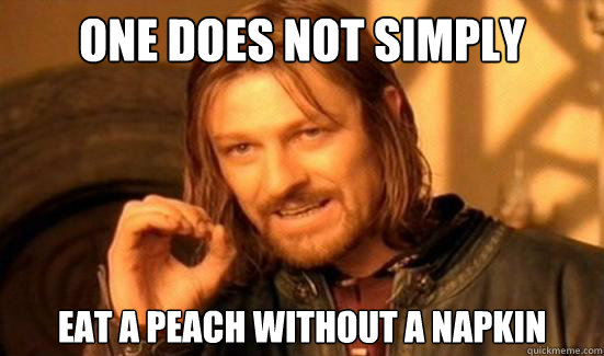 One Does Not Simply eat a peach without a napkin - One Does Not Simply eat a peach without a napkin  Boromir