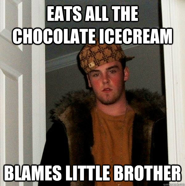 Eats all the chocolate icecream Blames little brother - Eats all the chocolate icecream Blames little brother  Scumbag Steve