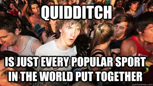 quidditch is just every popular sport in the world put together - quidditch is just every popular sport in the world put together  Sudden Clarity Clarence