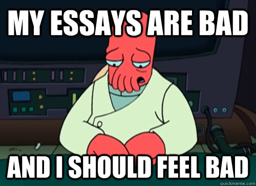 my essays are bad and i should feel bad  sad zoidberg