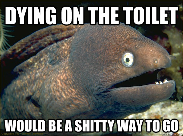 Dying on the toilet Would be a shitty way to go  Bad Joke Eel