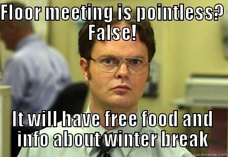 floor meeting2 - FLOOR MEETING IS POINTLESS? FALSE! IT WILL HAVE FREE FOOD AND INFO ABOUT WINTER BREAK Schrute